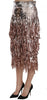 Dolce & Gabbana Metallic Sequin Tulle High-Waist Midi Skirt.