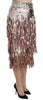 Dolce & Gabbana Metallic Sequin Tulle High-Waist Midi Skirt.