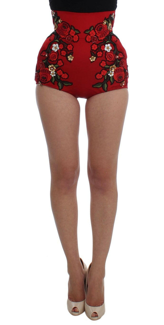 Dolce & Gabbana Red Silk Roses Sicily Shorts - GENUINE AUTHENTIC BRAND LLC  