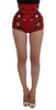 Dolce & Gabbana Red Silk Roses Sicily Shorts