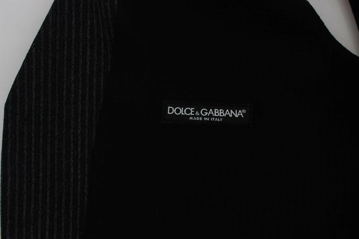 Dolce & Gabbana Gray Striped Formal Vest - GENUINE AUTHENTIC BRAND LLC  