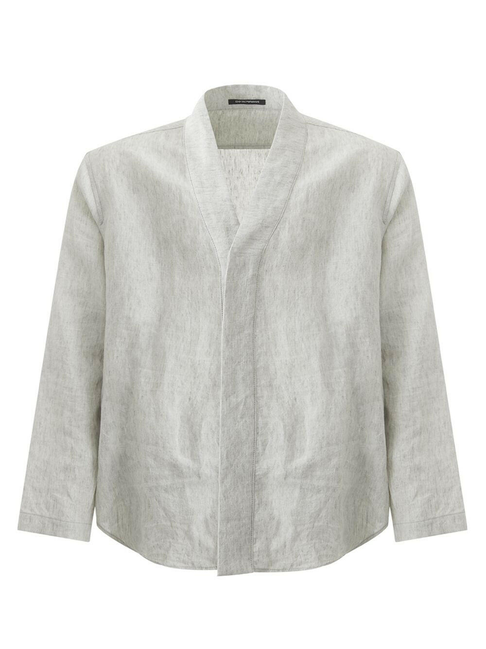 Emporio Armani Linen Overshirt in Grey - GENUINE AUTHENTIC BRAND LLC  