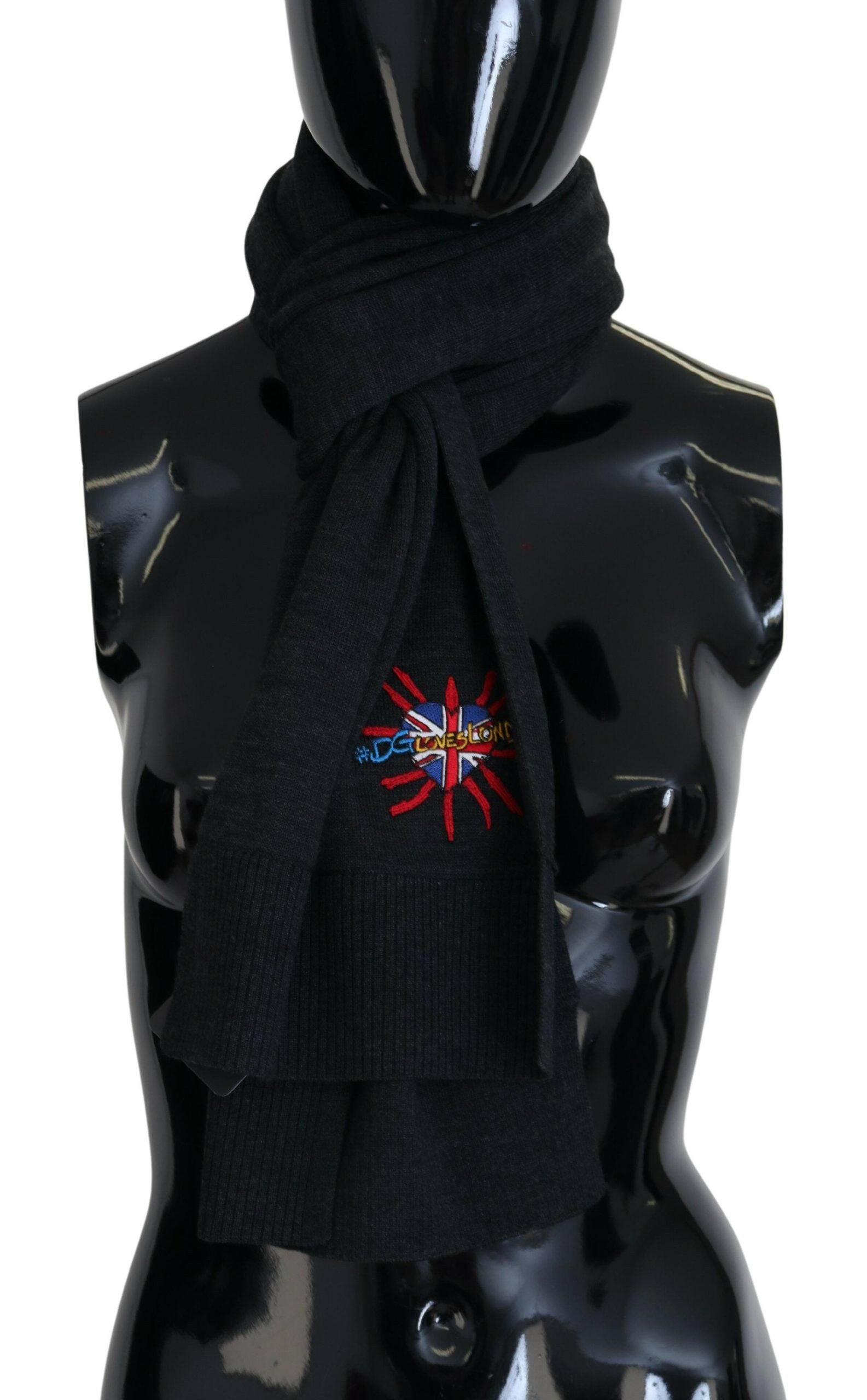 Dolce & Gabbana Black Sacred Heart #DGLovesLondon Wrap Scarf - GENUINE AUTHENTIC BRAND LLC  