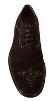 Dolce & Gabbana Brown Suede Marsala Derby Studded Shoes - GENUINE AUTHENTIC BRAND LLC  