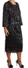 Dolce & Gabbana Black Sequined Long Sleeve Shift Midi Dress