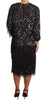 Dolce & Gabbana Black Sequined Long Sleeve Shift Midi Dress