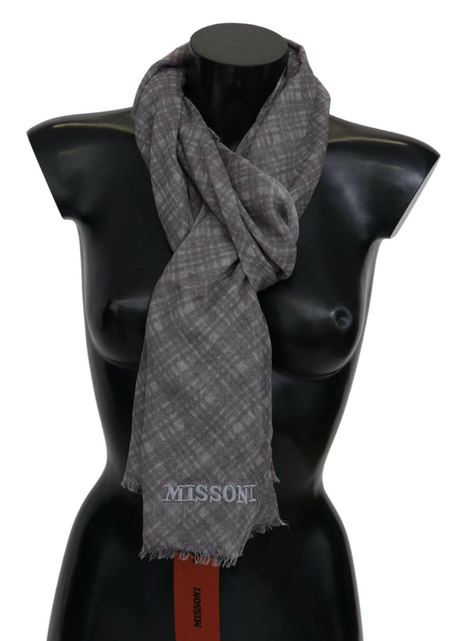 Missoni Gray Plaid Wool Unisex Neck Wrap Scarf - GENUINE AUTHENTIC BRAND LLC  