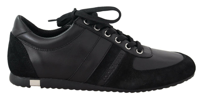 Dolce & Gabbana Black Logo Leather Casual Sneakers Shoes - GENUINE AUTHENTIC BRAND LLC  