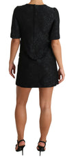 Dolce & Gabbana Black Button Embellished Jacquard Mini Dress - GENUINE AUTHENTIC BRAND LLC  