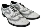 Dolce & Gabbana White Leather Derby Formal Black Lace Shoes - GENUINE AUTHENTIC BRAND LLC  
