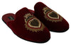 Dolce & Gabbana Red Velvet Sacred Heart Embroidery Slides Shoes - GENUINE AUTHENTIC BRAND LLC  