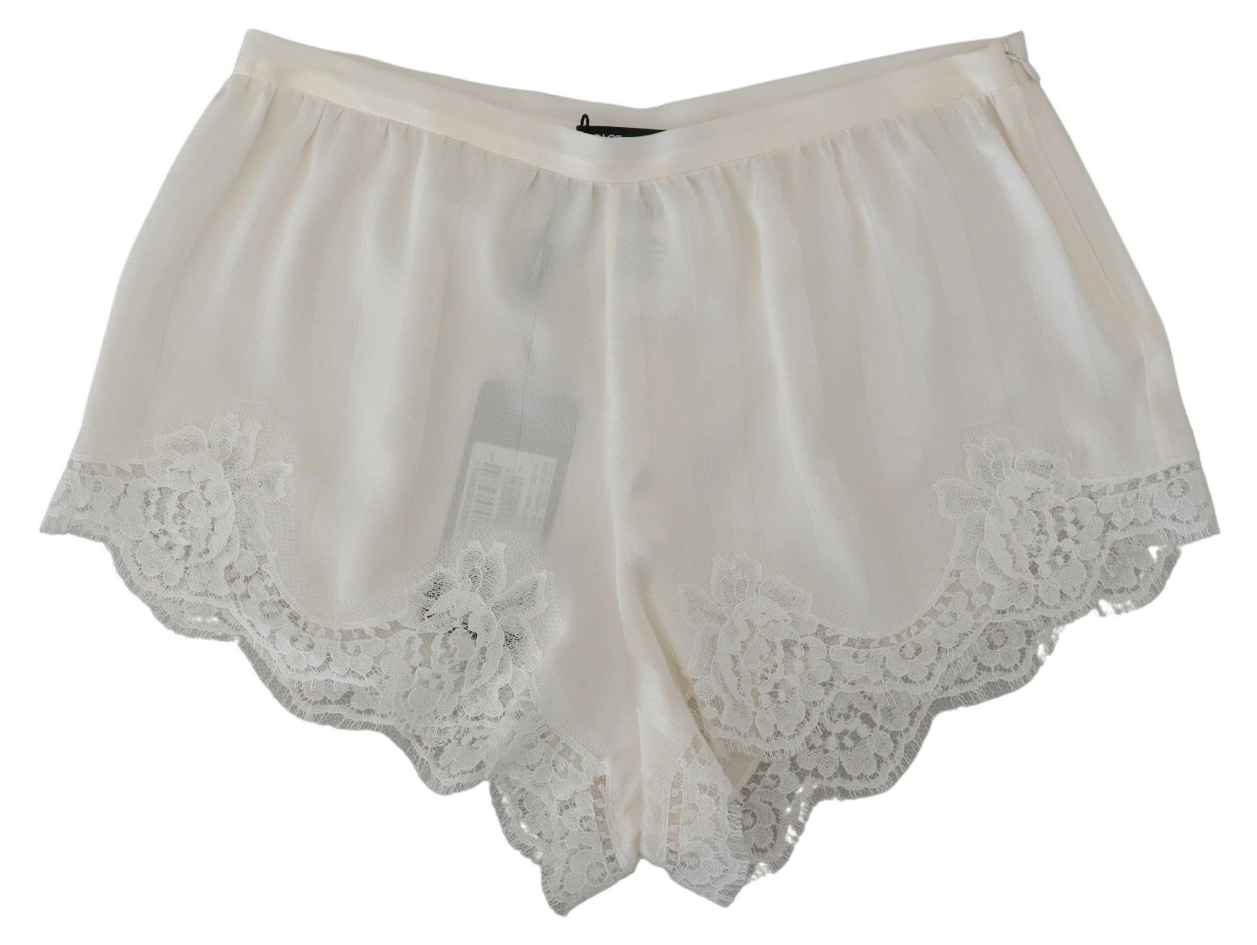 Dolce & Gabbana White Silk Floral Lace Lingerie Underwear - GENUINE AUTHENTIC BRAND LLC  