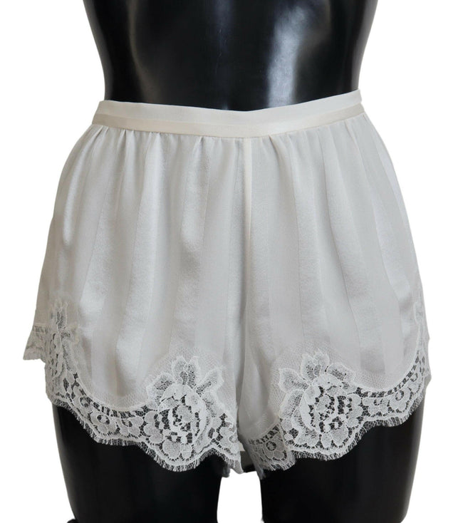 Dolce & Gabbana White Silk Floral Lace Lingerie Underwear - GENUINE AUTHENTIC BRAND LLC  