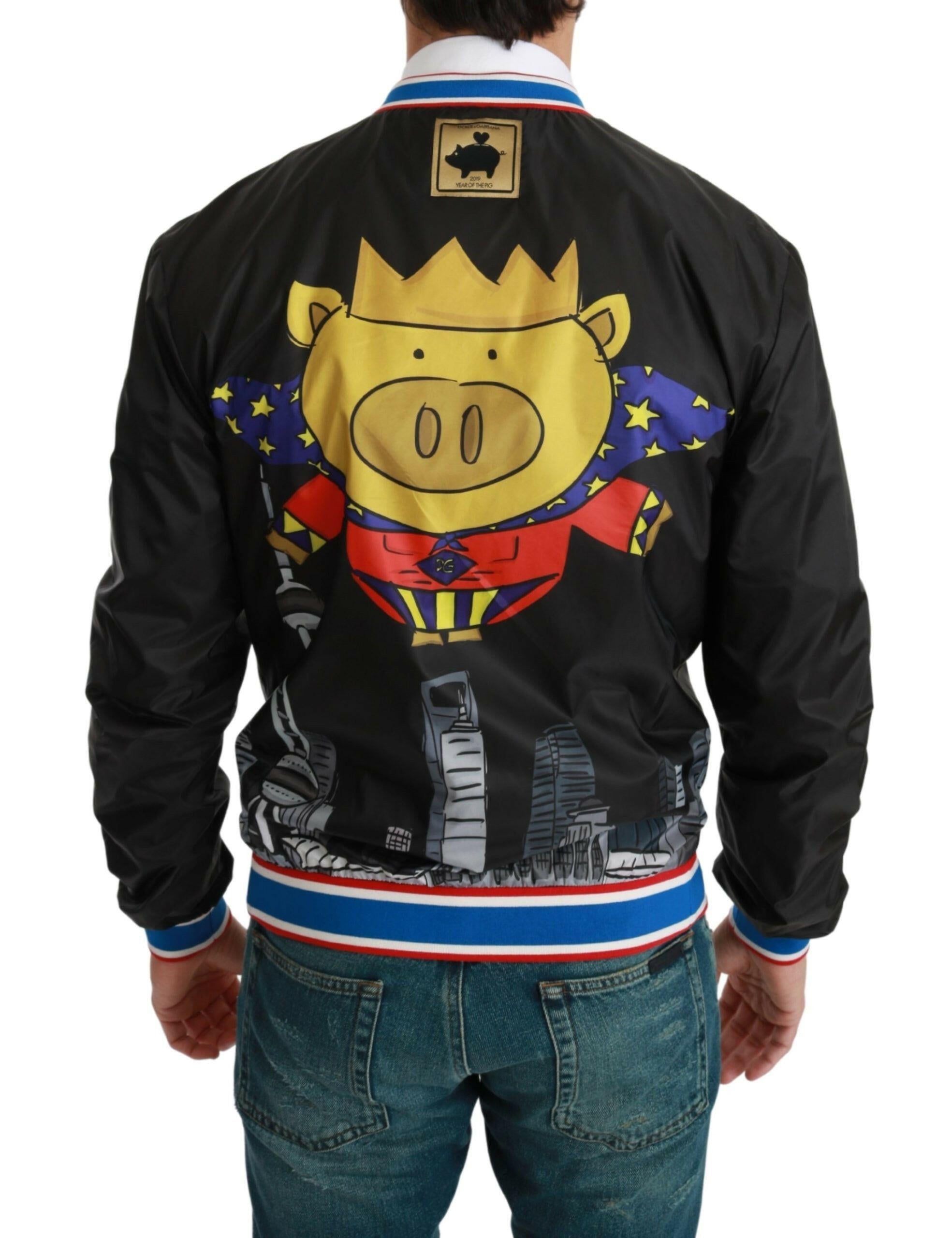Dolce & Gabbana Black YEAR OF THE PIG Bomber Jacket - GENUINE AUTHENTIC BRAND LLC  