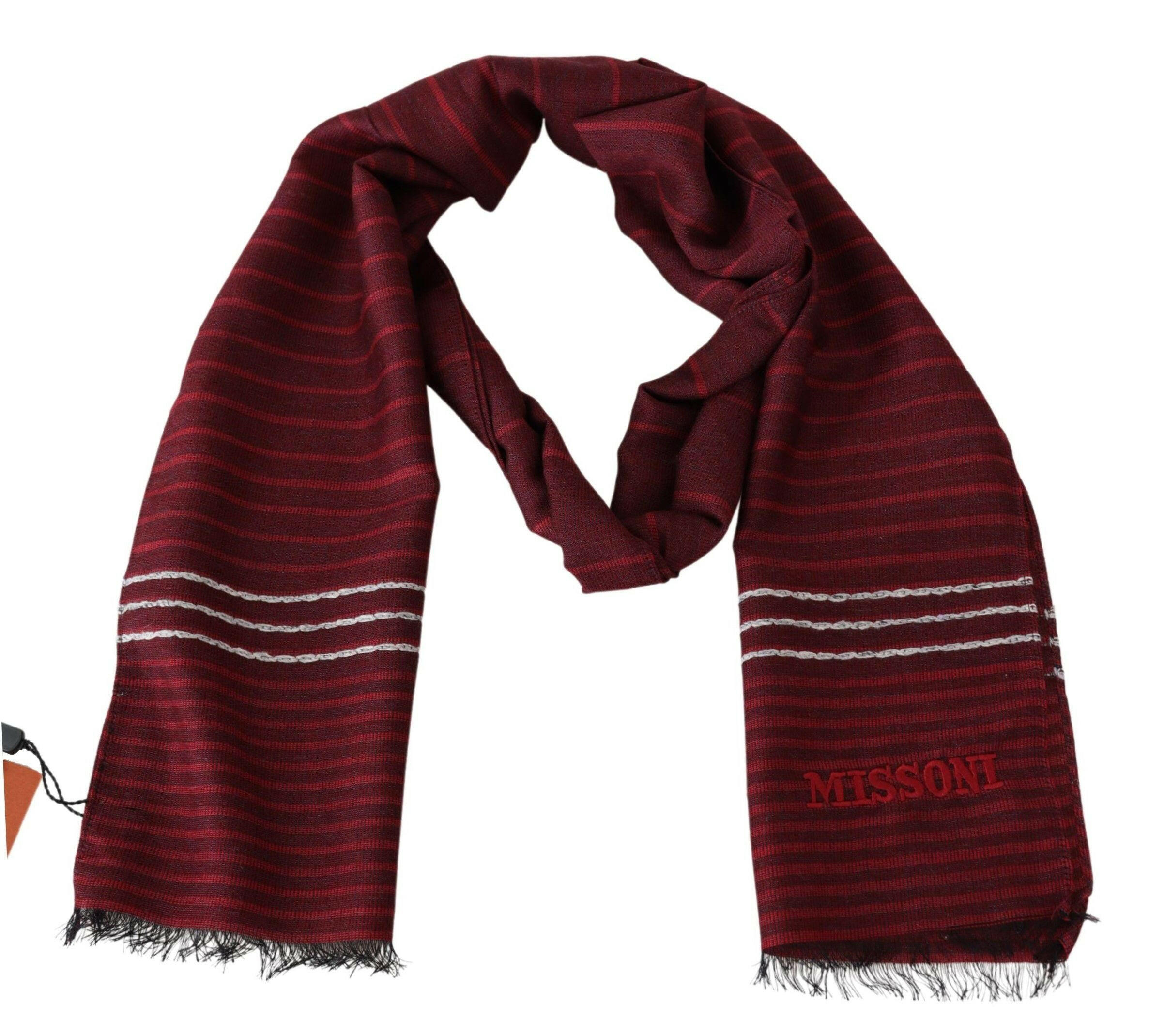 Missoni Red Striped Wool Blend Unisex Neck Wrap Red - GENUINE AUTHENTIC BRAND LLC  