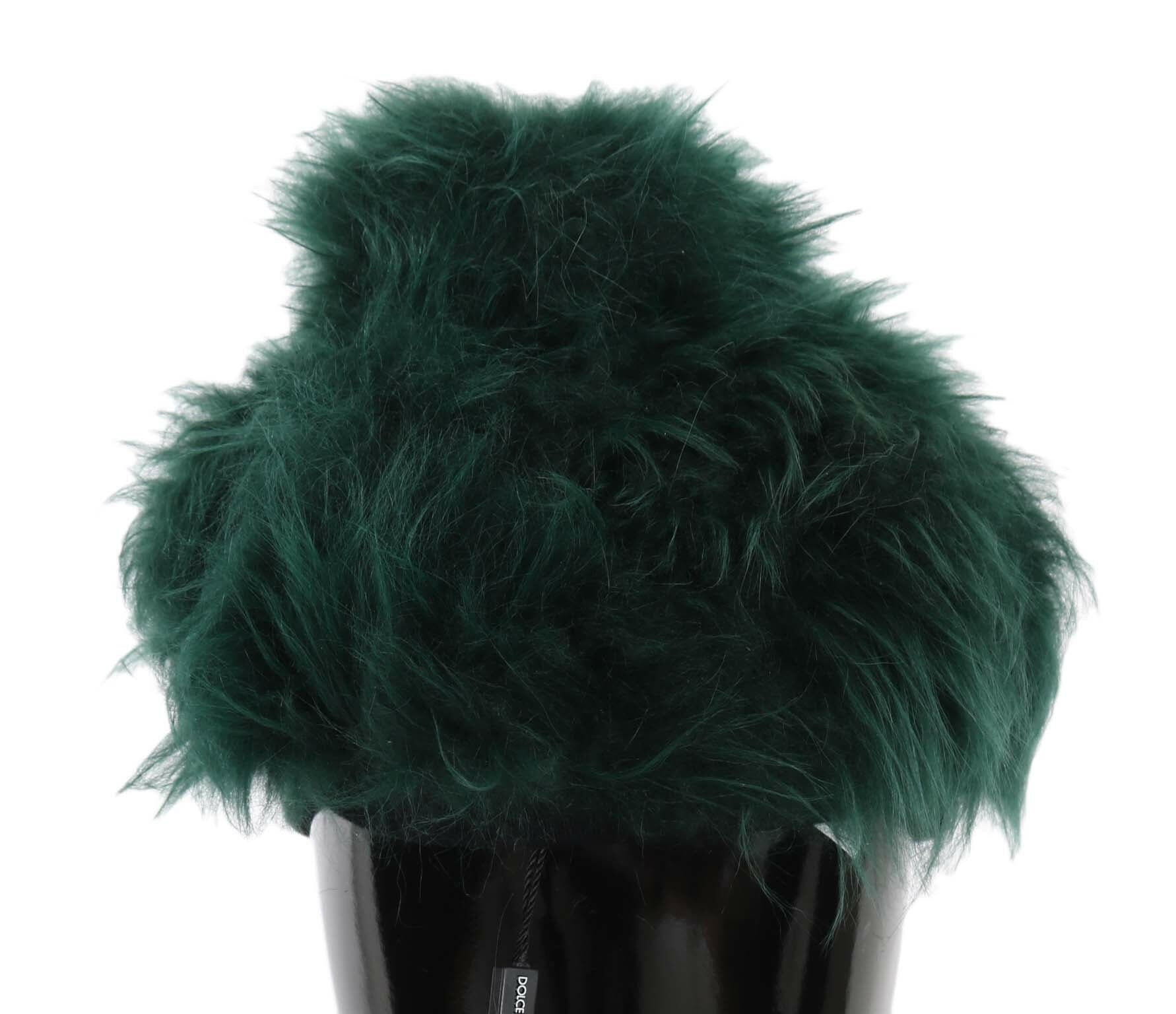 Dolce & Gabbana Green Fur DG Logo Embroidered Cloche Hat - GENUINE AUTHENTIC BRAND LLC  