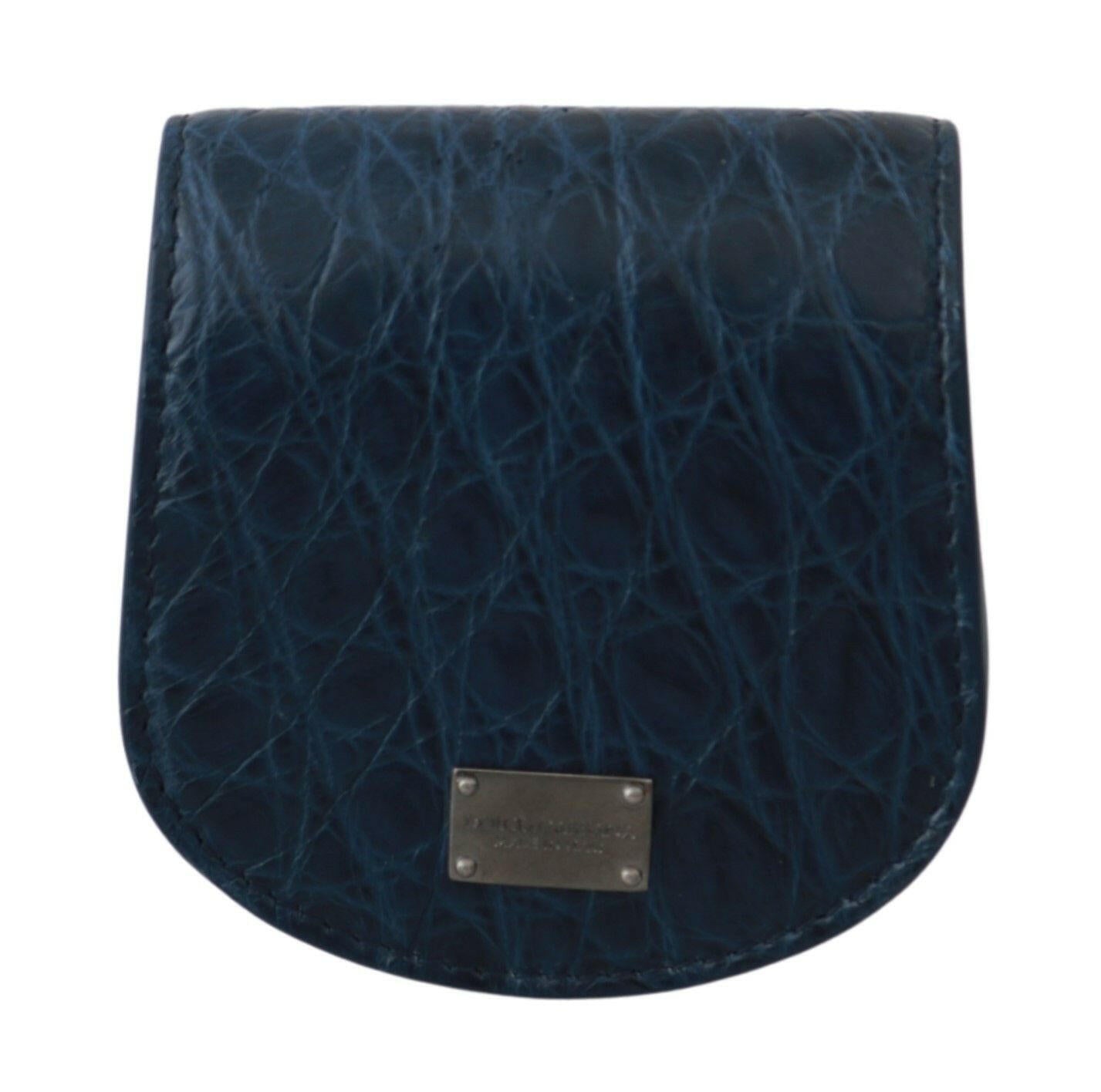 Dolce & Gabbana Blue Holder Pocket Wallet Blue Exotic Skin Condom Case - GENUINE AUTHENTIC BRAND LLC  