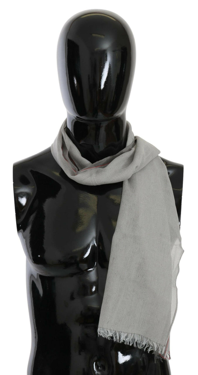 Costume National Gray Fringe Neck Wrap Cotton Scarf - GENUINE AUTHENTIC BRAND LLC  