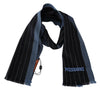 Missoni Black Blue Striped Wool Unisex Wrap scarf - GENUINE AUTHENTIC BRAND LLC  