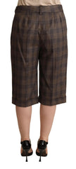 Dolce & Gabbana Brown Checkered Wool Bermuda Mid Waist Shorts - GENUINE AUTHENTIC BRAND LLC  