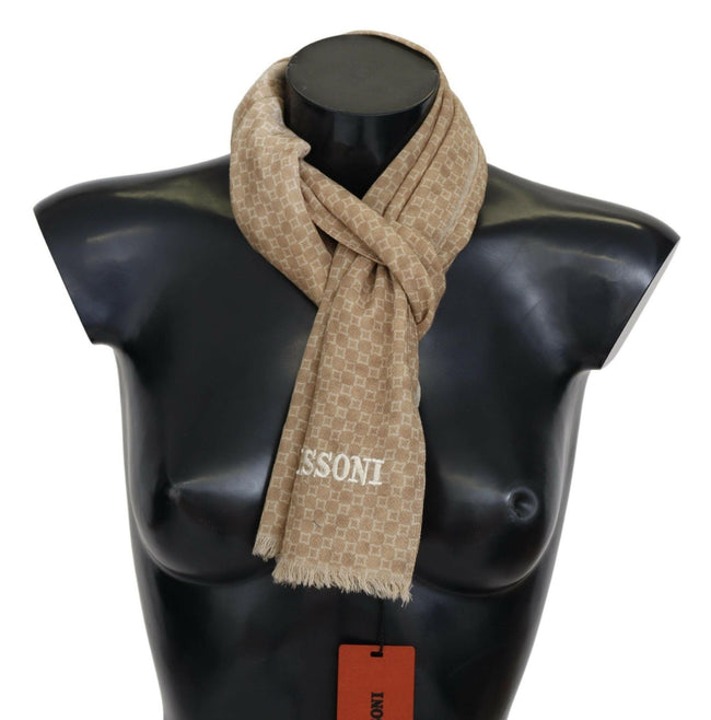 Missoni Brown Wool Knit Neck Wrap Fringe Shawl - GENUINE AUTHENTIC BRAND LLC  