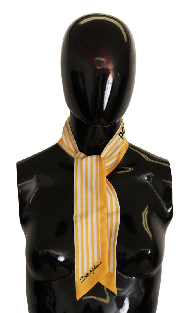 Dolce & Gabbana Yellow Stripes Twill Silk Foulard ShawlScarf - GENUINE AUTHENTIC BRAND LLC  