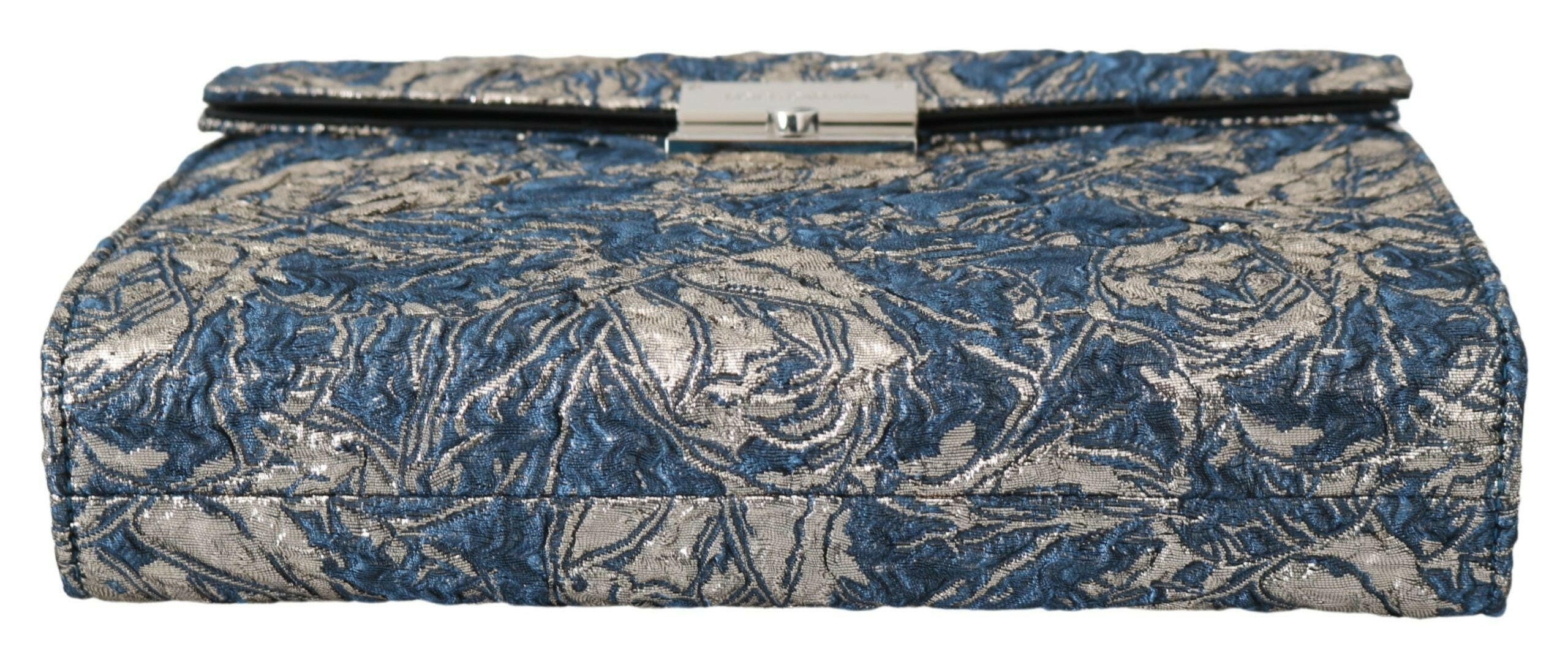 Dolce & Gabbana Blue Silver Jacquard Leather Document Briefcase Bag - GENUINE AUTHENTIC BRAND LLC  