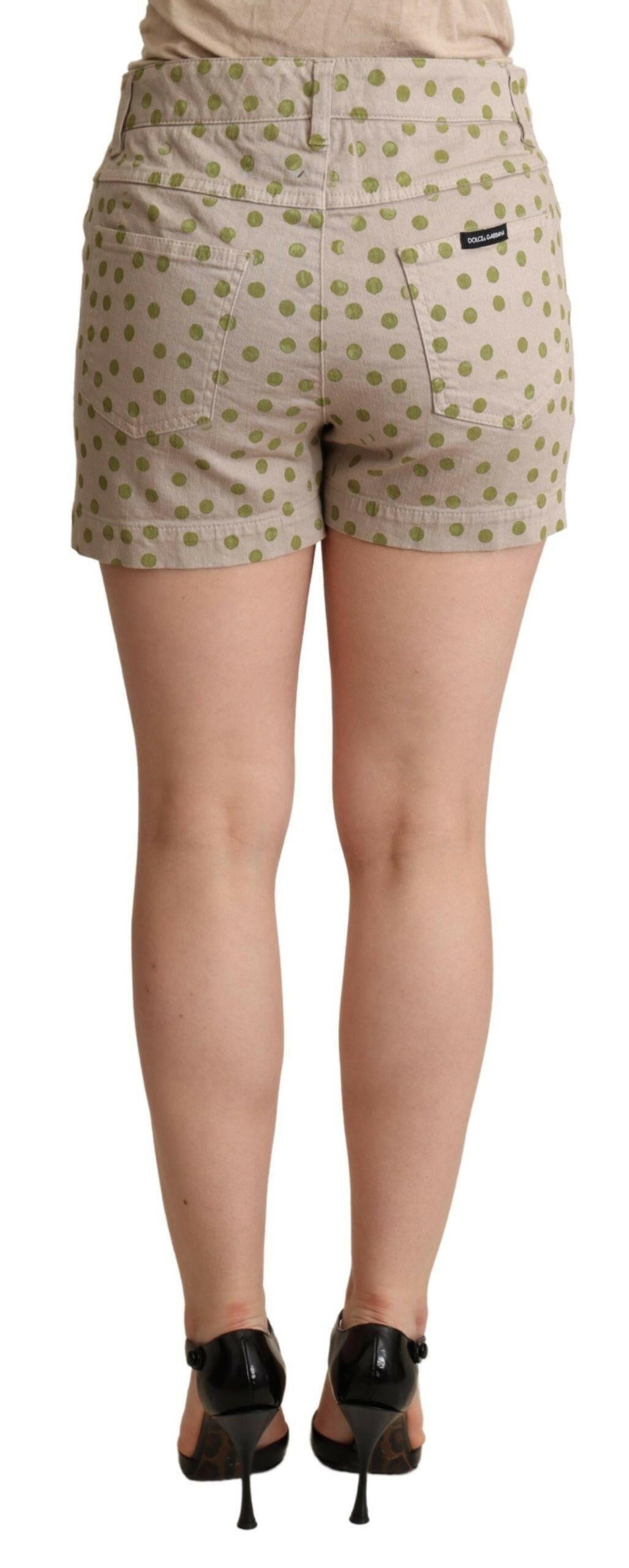 Dolce & Gabbana Beige Polka Dots Denim Cotton Stretch Shorts - GENUINE AUTHENTIC BRAND LLC  