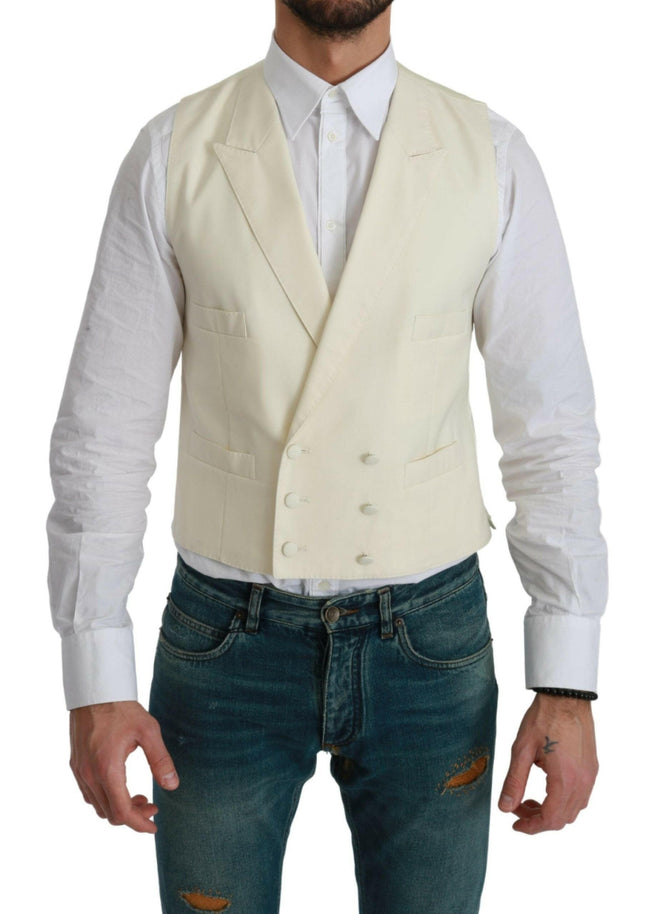 Dolce & Gabbana White Waistcoat Formal Wool  Vest - GENUINE AUTHENTIC BRAND LLC  