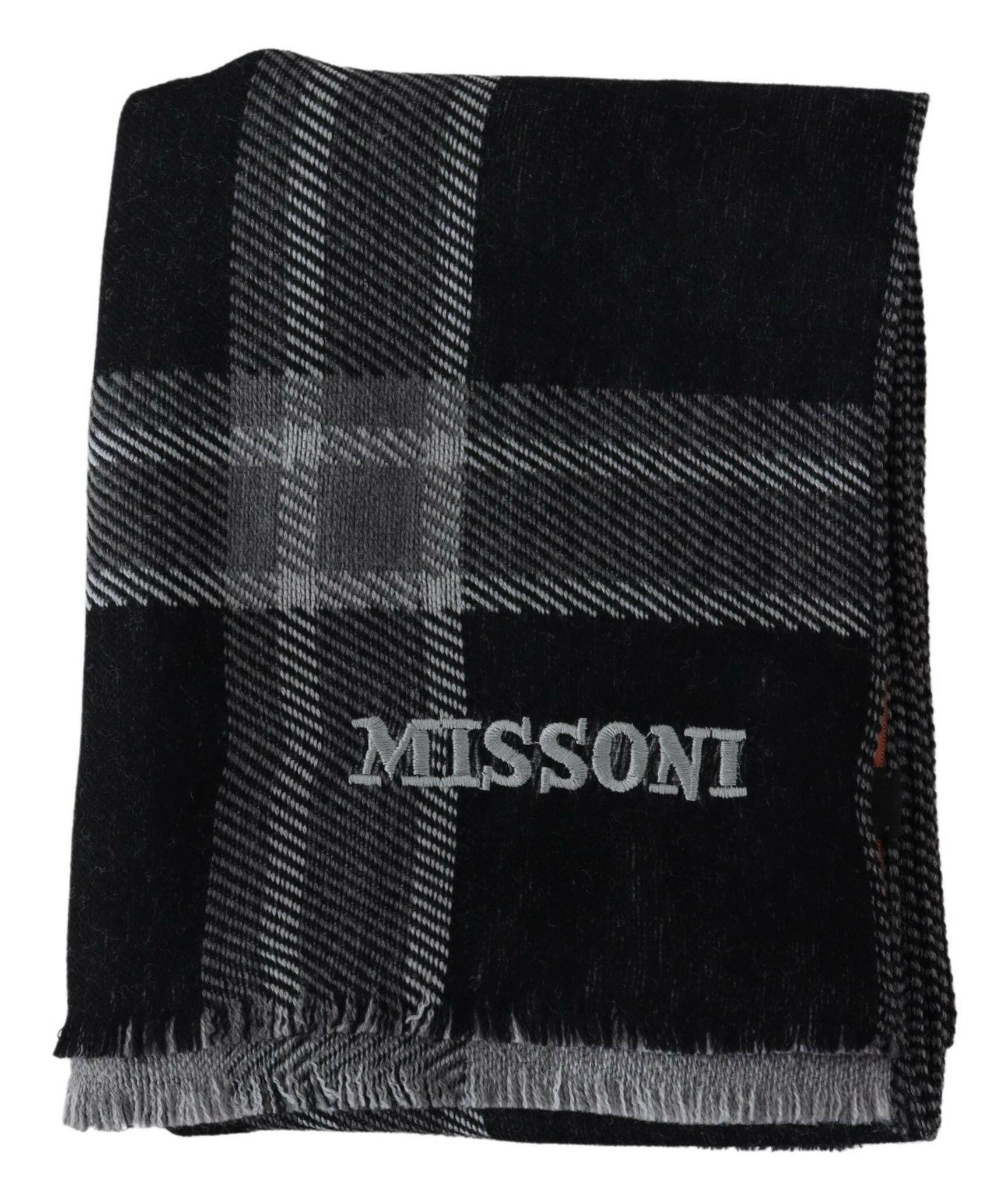 Missoni Black Plaid Wool Unisex Neck Wrap Scarf - GENUINE AUTHENTIC BRAND LLC  