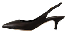 Dolce & Gabbana Black Leather Slingbacks Heels Pumps Shoes - GENUINE AUTHENTIC BRAND LLC  