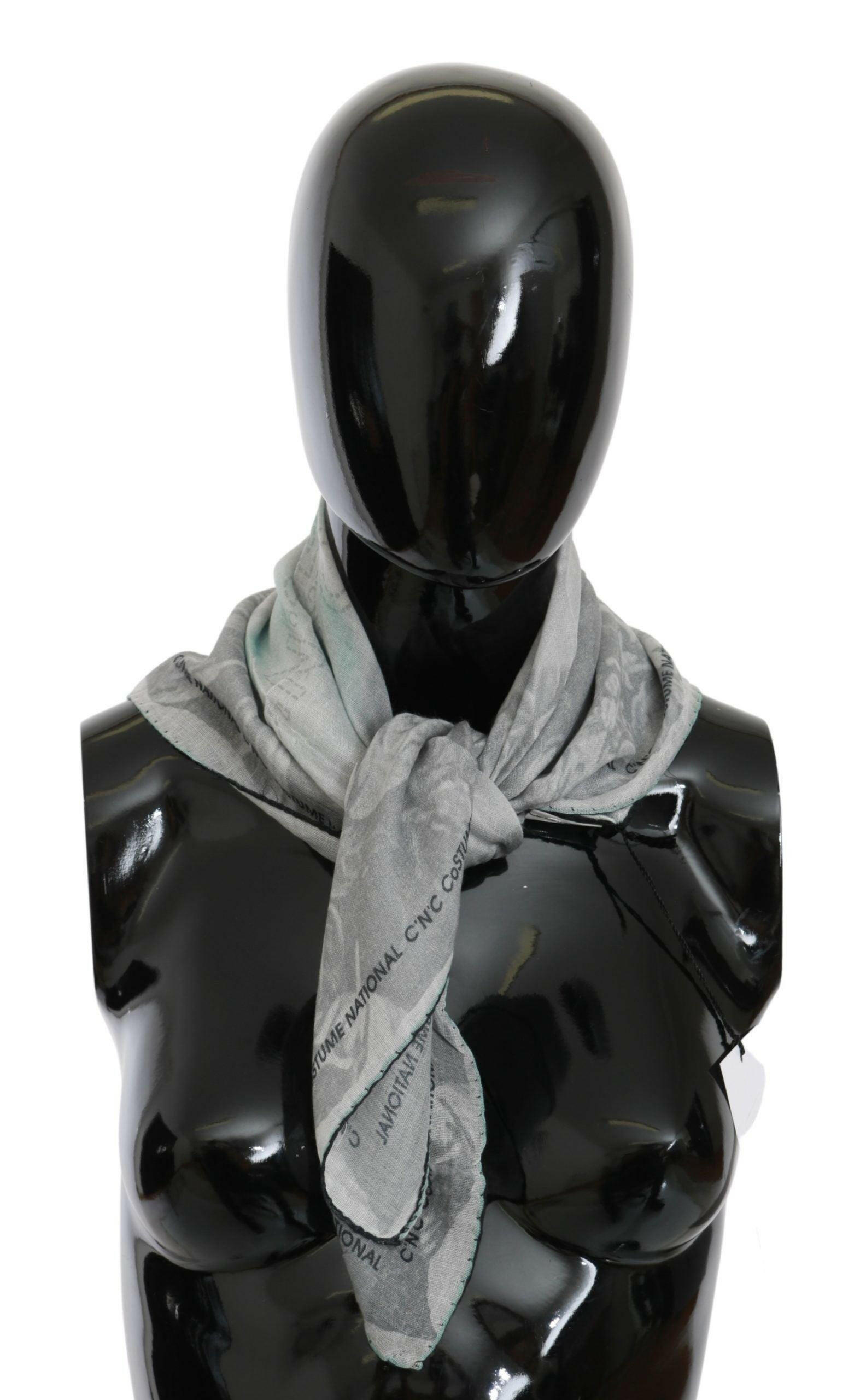 Costume National Gray Silk Shawl Foulard Wrap Scarf Costume National GENUINE AUTHENTIC BRAND LLC