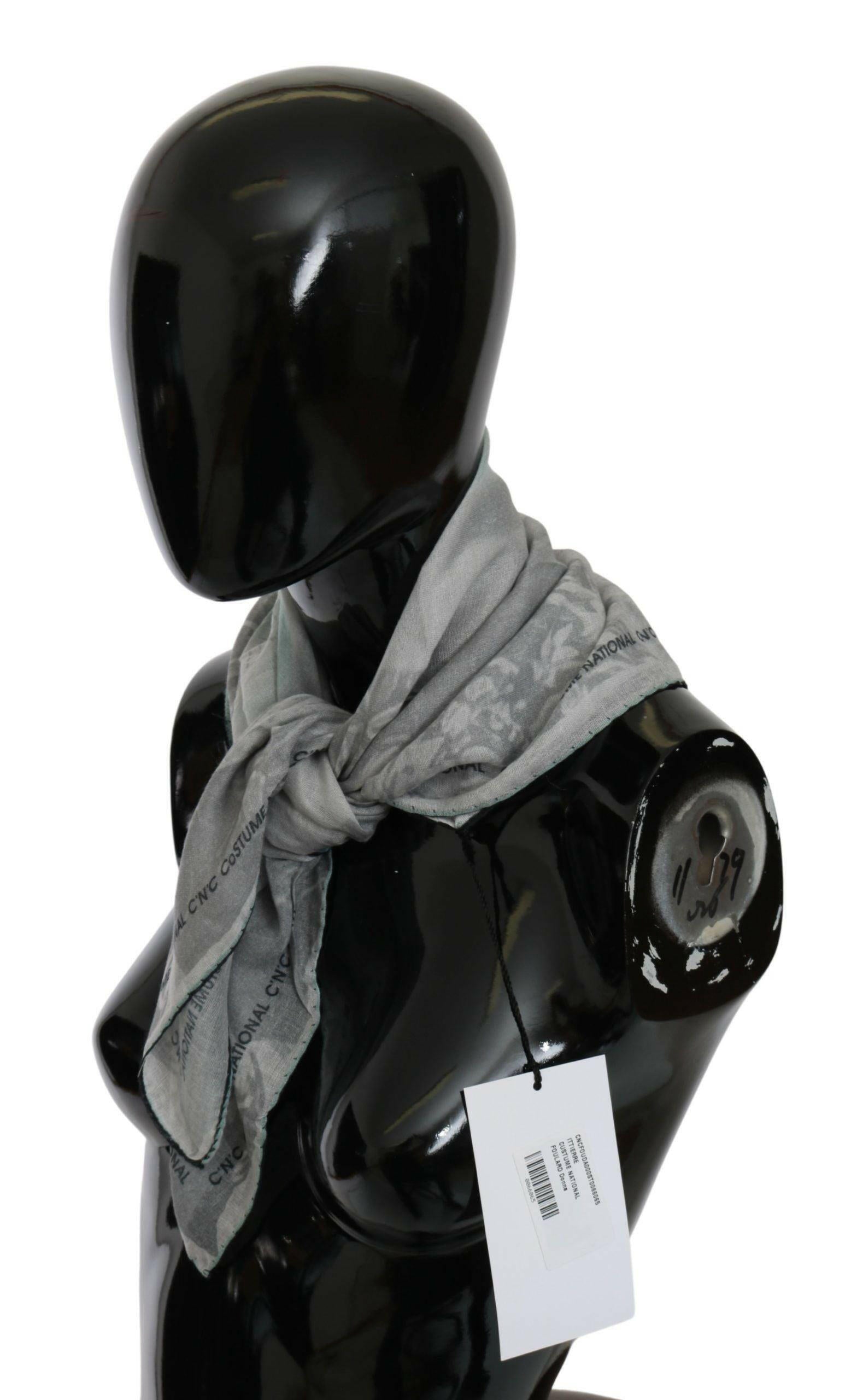 Costume National Gray Silk Shawl Foulard Wrap Scarf Costume National GENUINE AUTHENTIC BRAND LLC