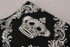 Dolce & Gabbana Black Silk Royal Crown Print Logo Shawl Fringe Scarf - GENUINE AUTHENTIC BRAND LLC  
