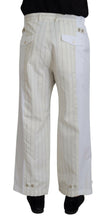 Dolce & Gabbana White Cotton Striped Formal Pants - GENUINE AUTHENTIC BRAND LLC  