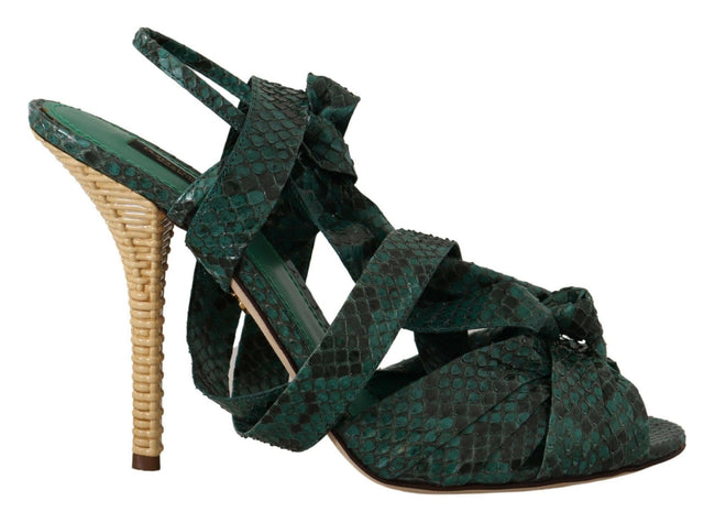 Dolce & Gabbana Green Python Strap Sandals Heels Shoes - GENUINE AUTHENTIC BRAND LLC  