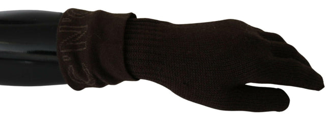 Costume National Brown Wool Knitted One Size Wrist Length Gloves - GENUINE AUTHENTIC BRAND LLC  