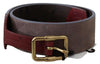 GF Ferre Brown Leather Wide Gold Chrome Logo Buckle Belt - GENUINE AUTHENTIC BRAND LLC  