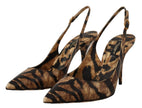 Dolce & Gabbana Brown Slingbacks Leather Tiger Shoes - GENUINE AUTHENTIC BRAND LLC  