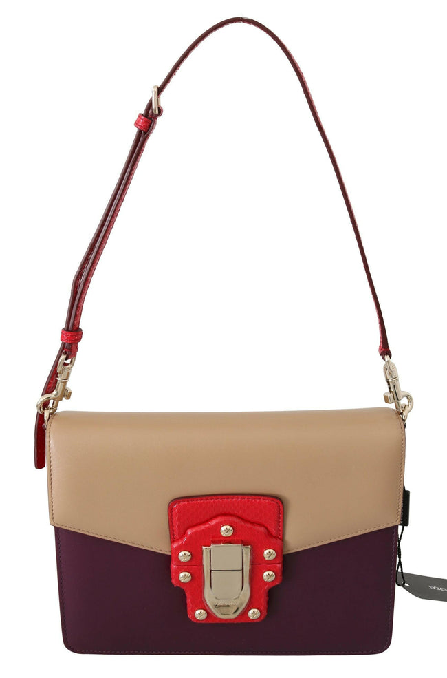 Dolce & Gabbana Purple Beige Red Leather Crossbody Purse Bag - GENUINE AUTHENTIC BRAND LLC  