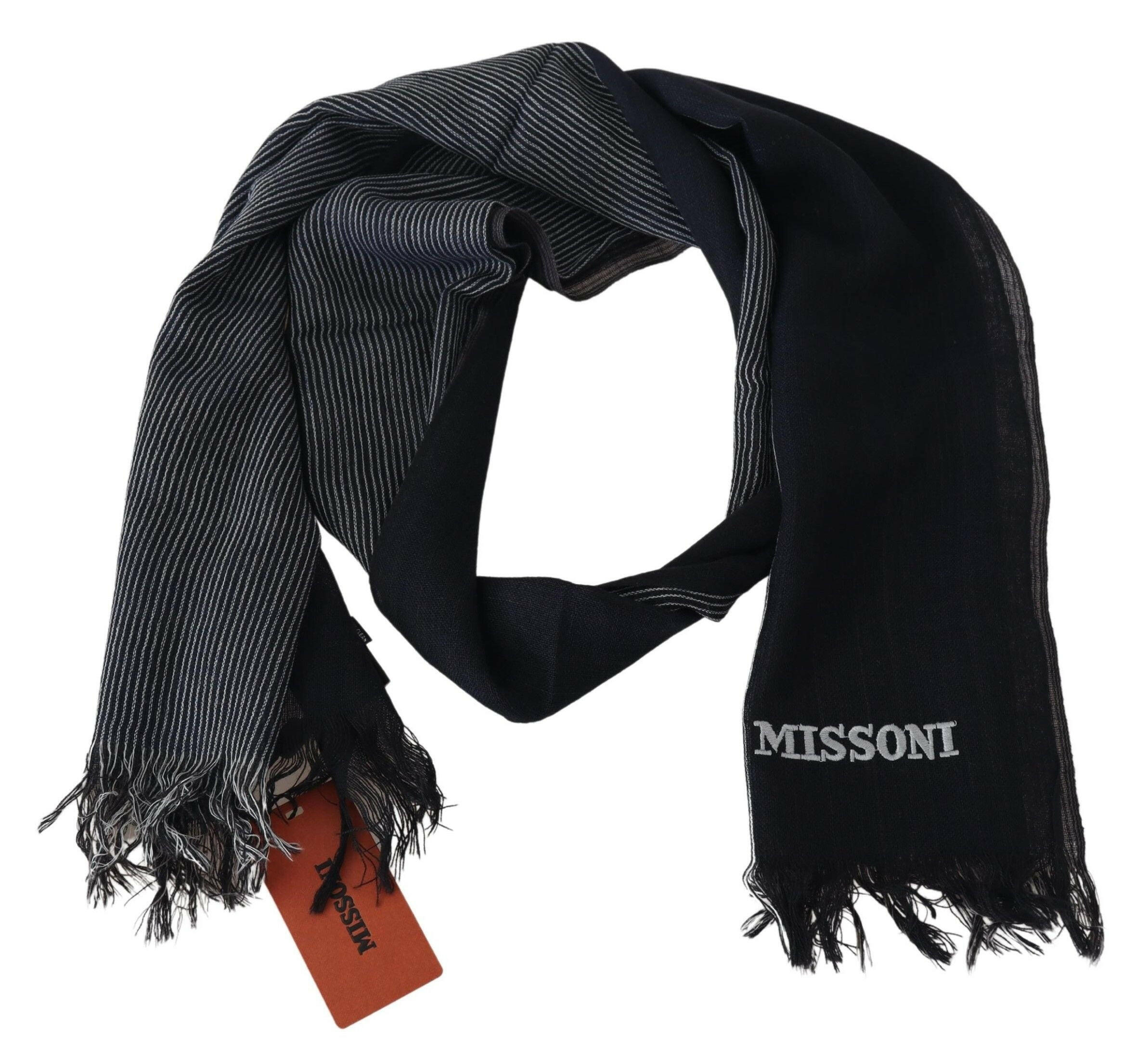Missoni Black Striped Wool Unisex Neck Wrap Scarf - GENUINE AUTHENTIC BRAND LLC  