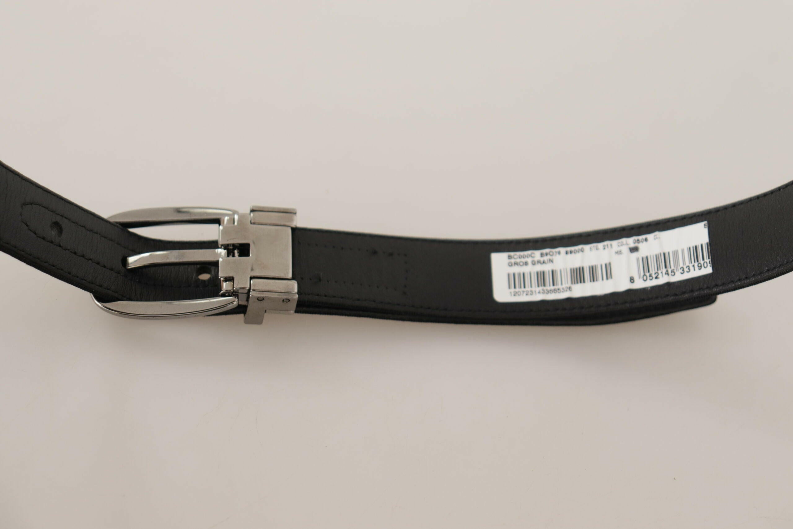 Dolce & Gabbana Black Grosgrain Leather Silver Tone Metal Buckle Belt - GENUINE AUTHENTIC BRAND LLC  