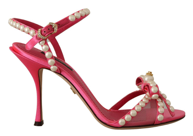 Dolce & Gabbana Pink Satin White Pearl Crystals Heels Shoes - GENUINE AUTHENTIC BRAND LLC  