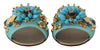 Dolce & Gabbana Blue Crystal Exotic Leather Blue Crystal Sandals - GENUINE AUTHENTIC BRAND LLC  