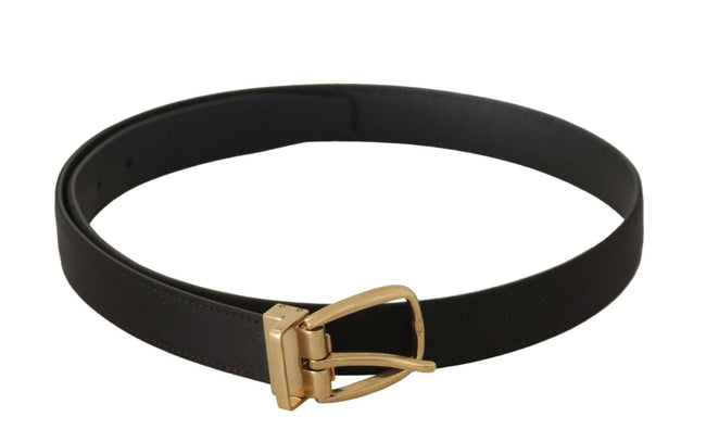 Dolce & Gabbana Black Silk Leather Gold Tone Metal Buckle Belt - GENUINE AUTHENTIC BRAND LLC  