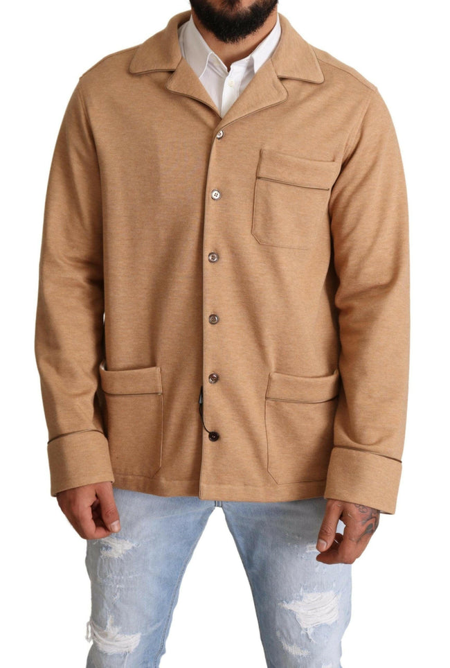 Dolce & Gabbana Brown Cotton Button Collared Coat Jacket - GENUINE AUTHENTIC BRAND LLC  