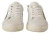 Dolce & Gabbana White Gold Leather Low Top Sneakers - GENUINE AUTHENTIC BRAND LLC  