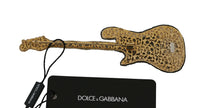 Dolce & Gabbana Gold Brass Beaded Guitar Pin Accessory Brooch - GENUINE AUTHENTIC BRAND LLC  