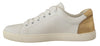Dolce & Gabbana White Gold Leather Low Top Sneakers - GENUINE AUTHENTIC BRAND LLC  