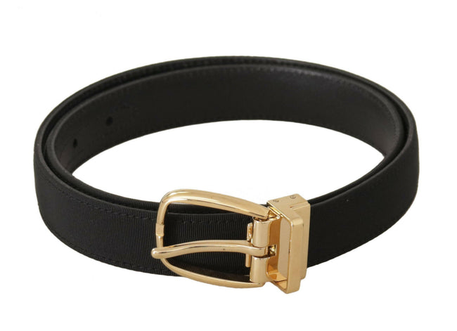 Dolce & Gabbana Black Canvas Leather Gold Metal Buckle Belt - GENUINE AUTHENTIC BRAND LLC  
